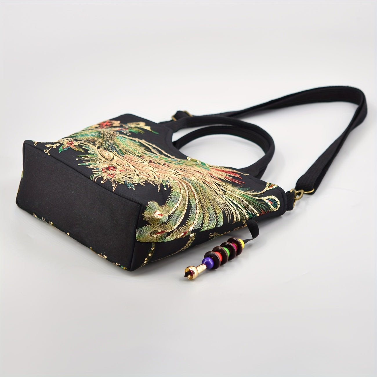 Wo 'S Embroidered Satchel Bag, Fashion Double Handle Purse, Retro Style Handbag with Removable Strap - Fluxy