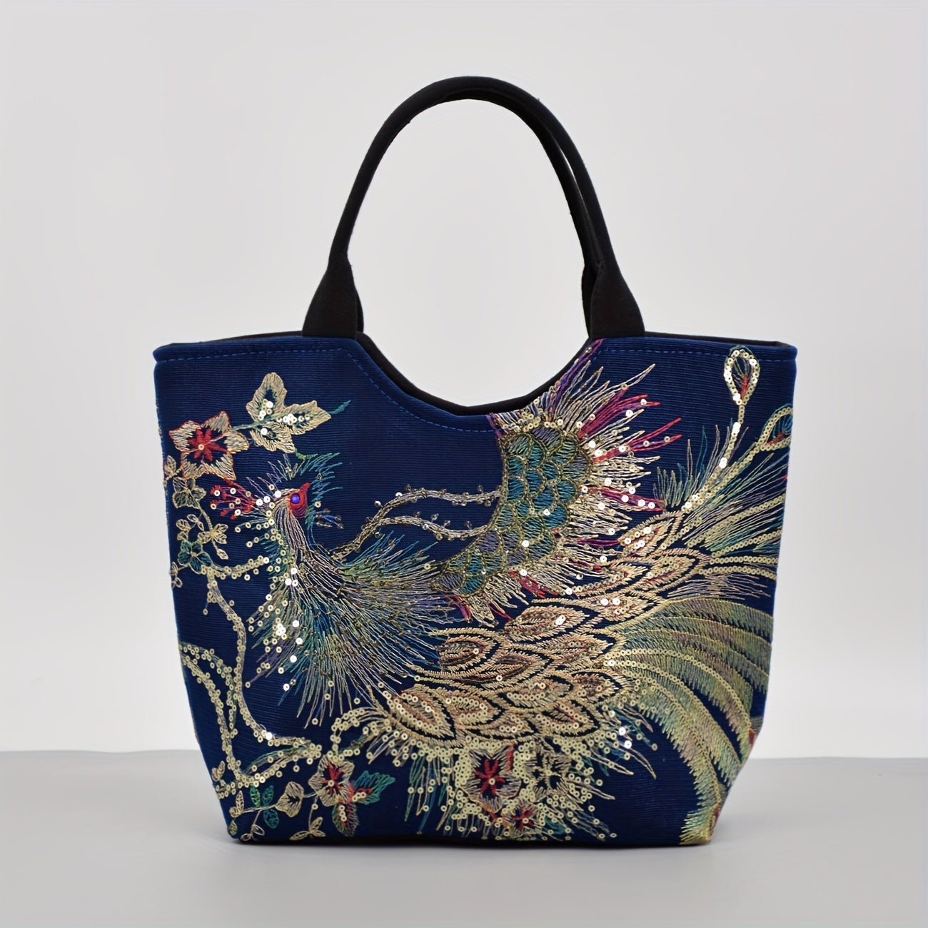 Wo 'S Embroidered Satchel Bag, Fashion Double Handle Purse, Retro Style Handbag with Removable Strap - Fluxy