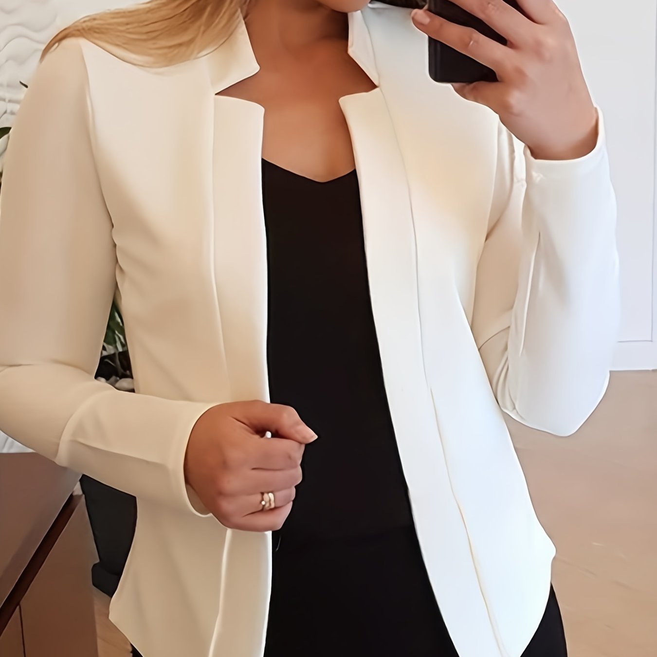 Women's Elegant Solid Color Long Sleeve Cardigan Jacket - Open Front H - Silhouette Design, Machine Washable All - Season Versatile Sweater for Casual & Formal Wear, Cardigan Sweater, Durable Knitwear - Fluxy