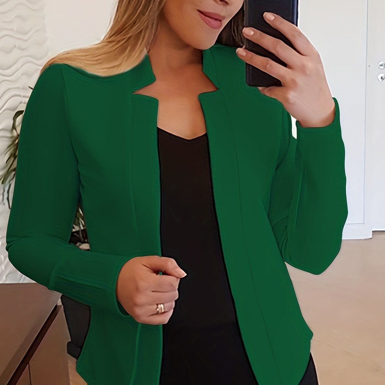 Women's Elegant Solid Color Long Sleeve Cardigan Jacket - Open Front H - Silhouette Design, Machine Washable All - Season Versatile Sweater for Casual & Formal Wear, Cardigan Sweater, Durable Knitwear - Fluxy