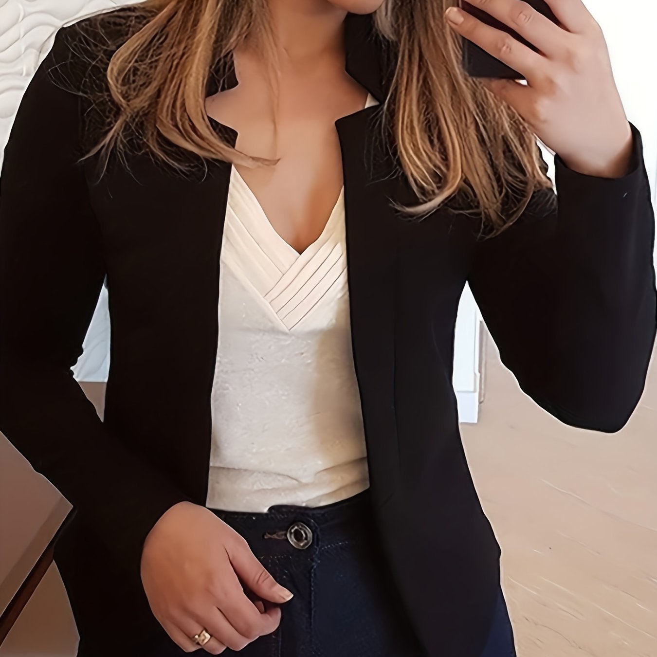 Women's Elegant Solid Color Long Sleeve Cardigan Jacket - Open Front H - Silhouette Design, Machine Washable All - Season Versatile Sweater for Casual & Formal Wear, Cardigan Sweater, Durable Knitwear - Fluxy