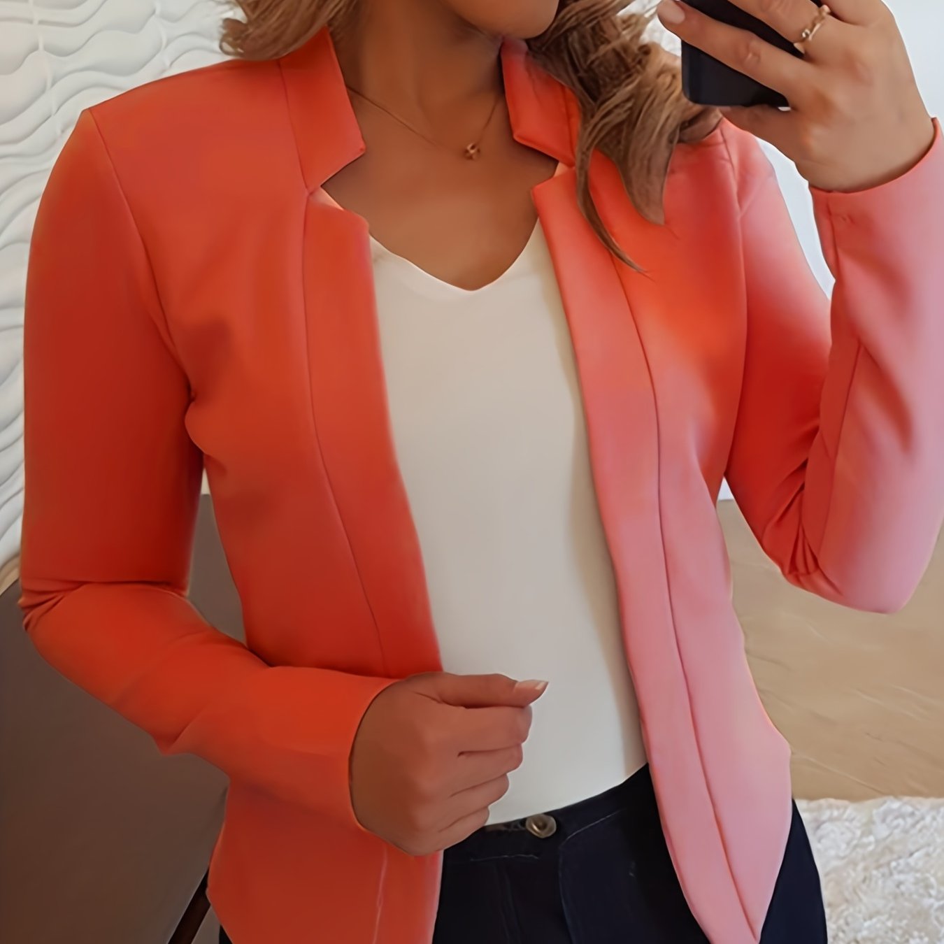 Women's Elegant Solid Color Long Sleeve Cardigan Jacket - Open Front H - Silhouette Design, Machine Washable All - Season Versatile Sweater for Casual & Formal Wear, Cardigan Sweater, Durable Knitwear - Fluxy