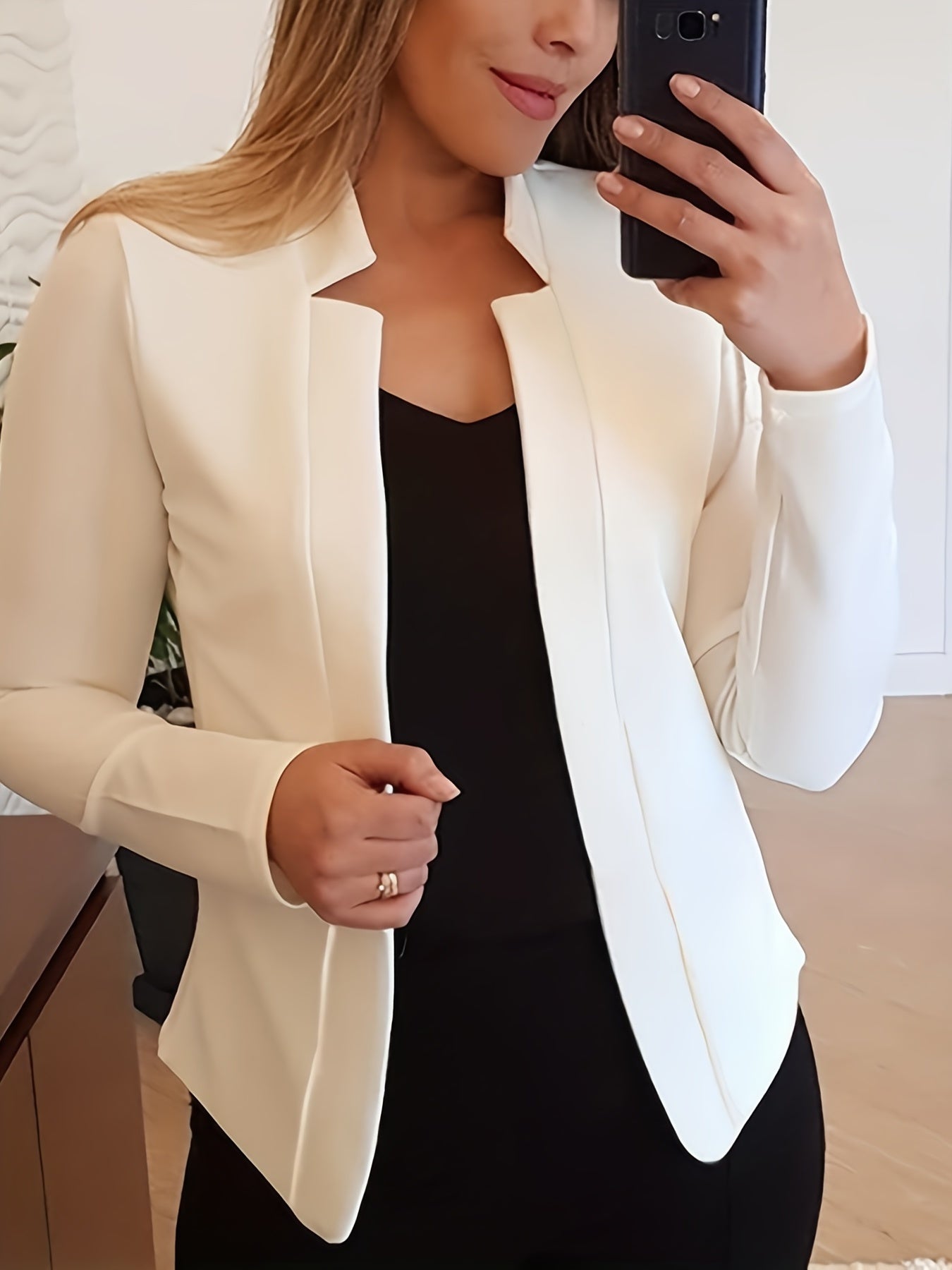 Women's Elegant Solid Color Long Sleeve Cardigan Jacket - Open Front H - Silhouette Design, Machine Washable All - Season Versatile Sweater for Casual & Formal Wear, Cardigan Sweater, Durable Knitwear - Fluxy