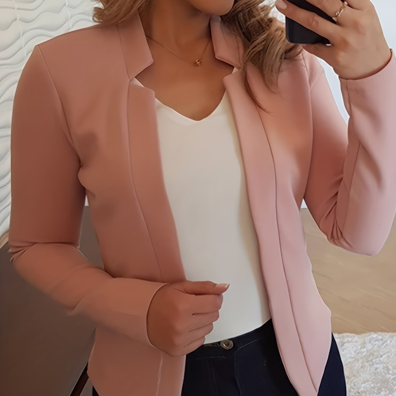 Women's Elegant Solid Color Long Sleeve Cardigan Jacket - Open Front H - Silhouette Design, Machine Washable All - Season Versatile Sweater for Casual & Formal Wear, Cardigan Sweater, Durable Knitwear - Fluxy