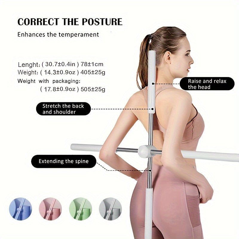 Yoga Body Stick for Posture Correction, Shoulder and Neck Relief, and Open Back Training - Improve Flexibility and Balance with this Versatile Fitness Tool - Fluxy