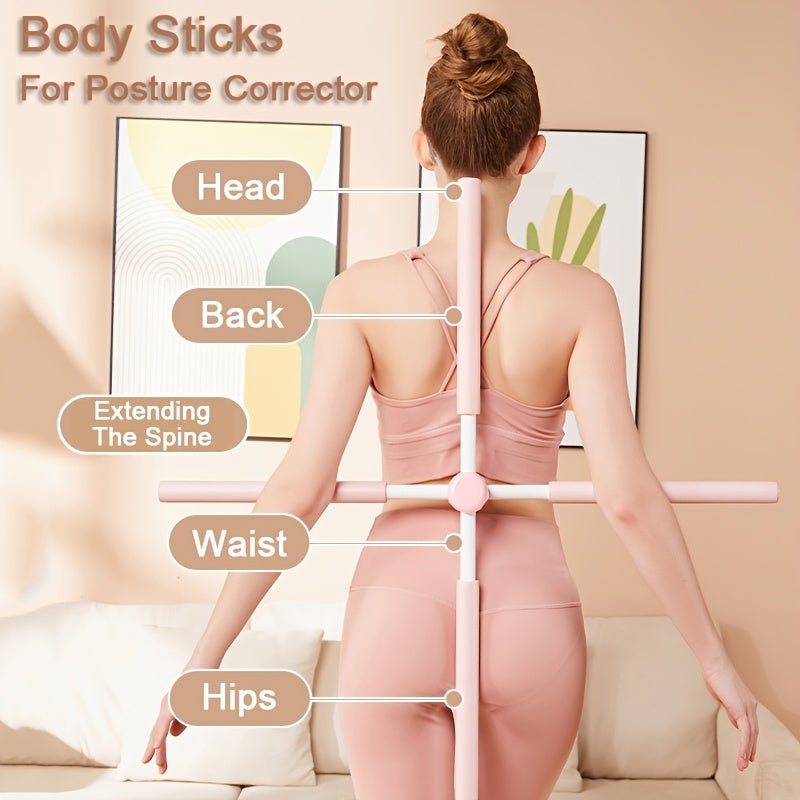 Yoga Body Stick for Posture Correction, Shoulder and Neck Relief, and Open Back Training - Improve Flexibility and Balance with this Versatile Fitness Tool - Fluxy